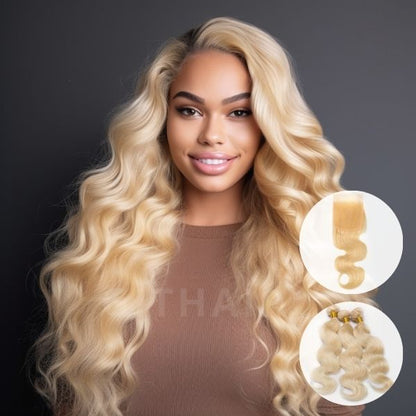 Blonde Body Wave Human Hair Lace Closure 4X4 12"