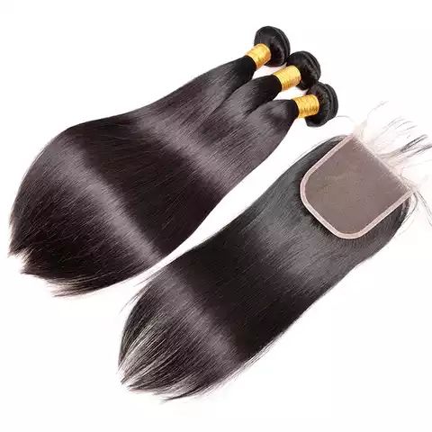 Human Hair Bundle and Closure 20” 20” 20” and 4x4 18”