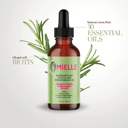 Mielle Rosemary Mint Scalp & Hair Strengthening Oil For Healthy Hair Growth, 2 Oz {59ml)