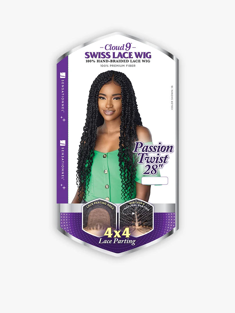 Sensationnel 4x4 Part Swiss Lace Wig Passion Twist Braided Wig