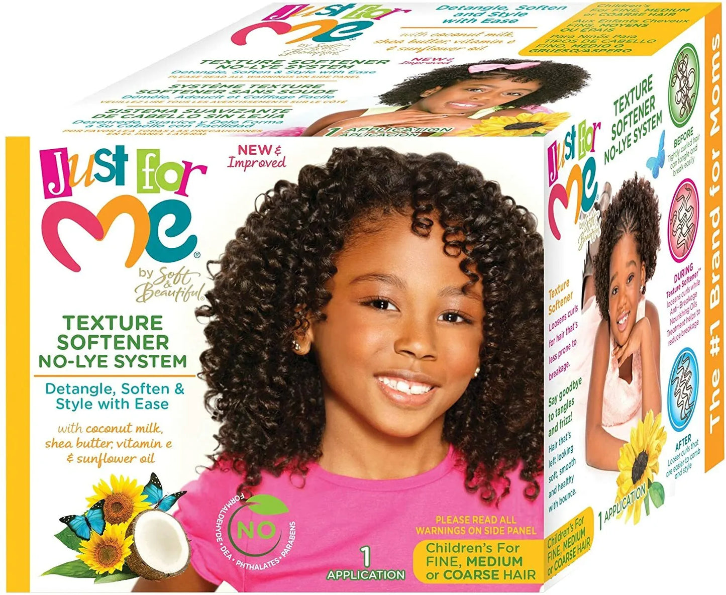 Just For Me Texture Softener No-Lye System Kit | Detangles, Soften & Style